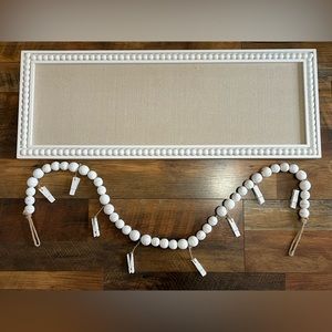 Hobby Lobby-White Wood Beaded Garland w Clothespins & Beaded Edge Bulletin Board
